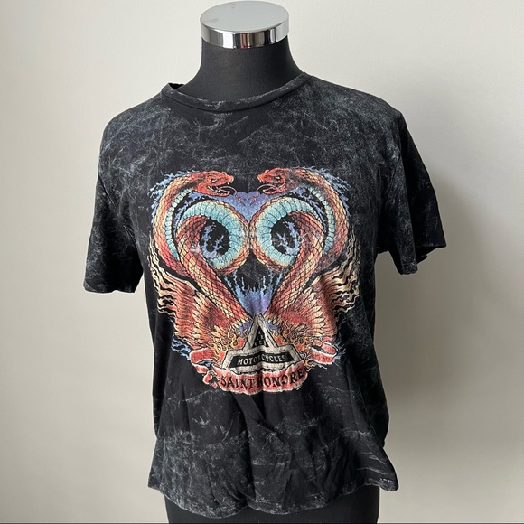 Eleven Paris Tops - Eleven Paris Acid Wash Snake Top